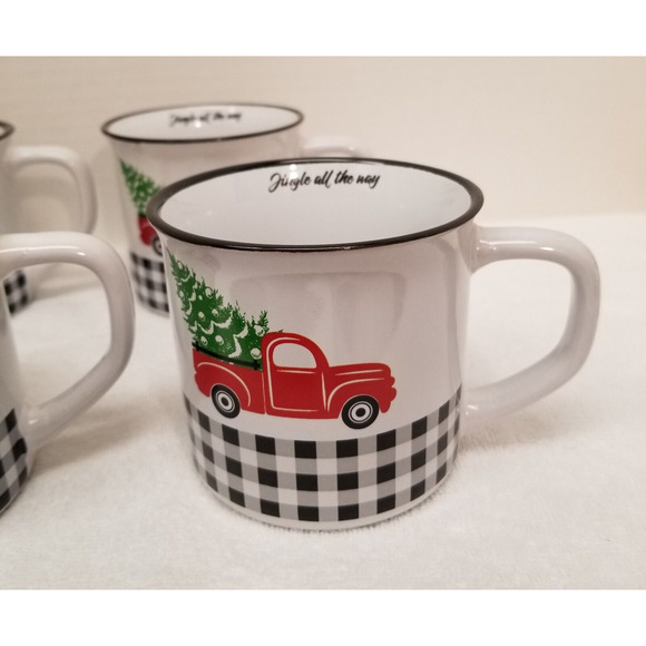 Red Truck with Jingle All The Way Christmas Tree Ceramic Mug 16 Oz - Picture 2 of 15